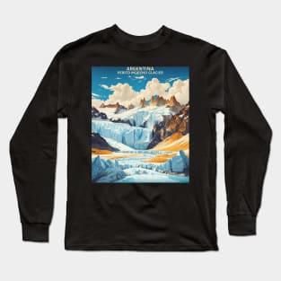 Perito Moreno Glacier Argentina Vintage Tourism Poster Long Sleeve T-Shirt